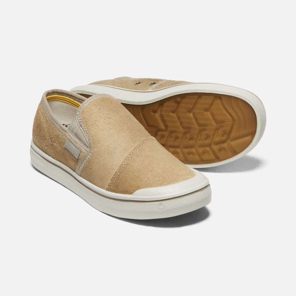 Beige-Silver Birch Keen Women's Elsa Harvest Leather Slip-On