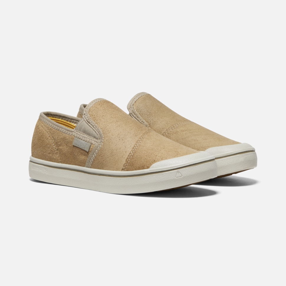 Beige-Silver Birch Keen Women's Elsa Harvest Leather Slip-On