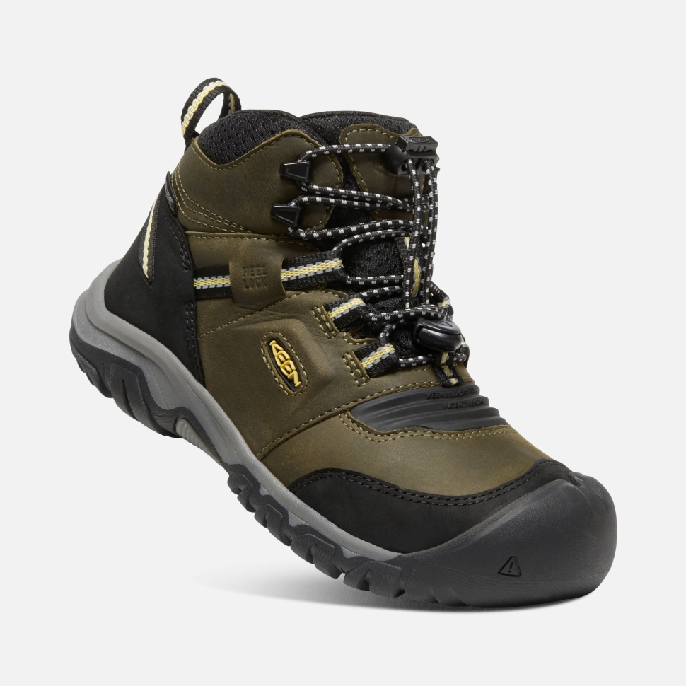Dark Olive-Dusky Citron Big Kids' Ridge Flex Waterproof Boot Keen
