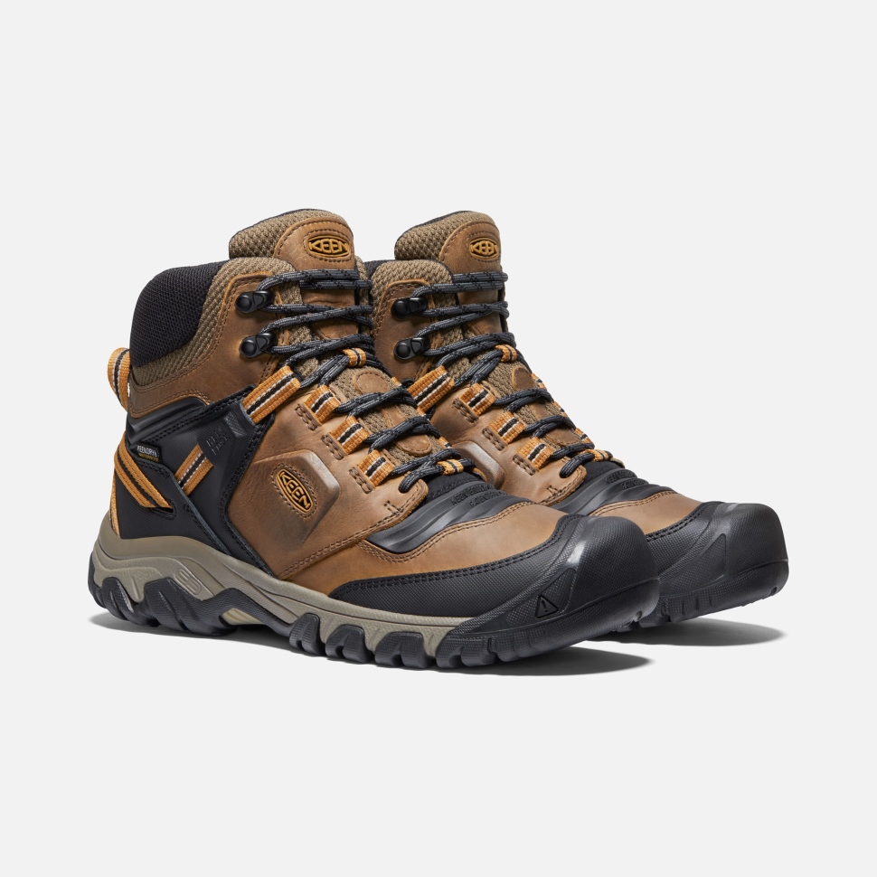Keen Bison-Golden Brown Men's Ridge Flex Waterproof Boot Wide