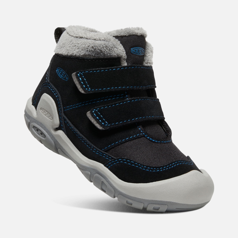 Black-Mykonos Blue Keen Little Kids' Knotch Double Strap Chukka