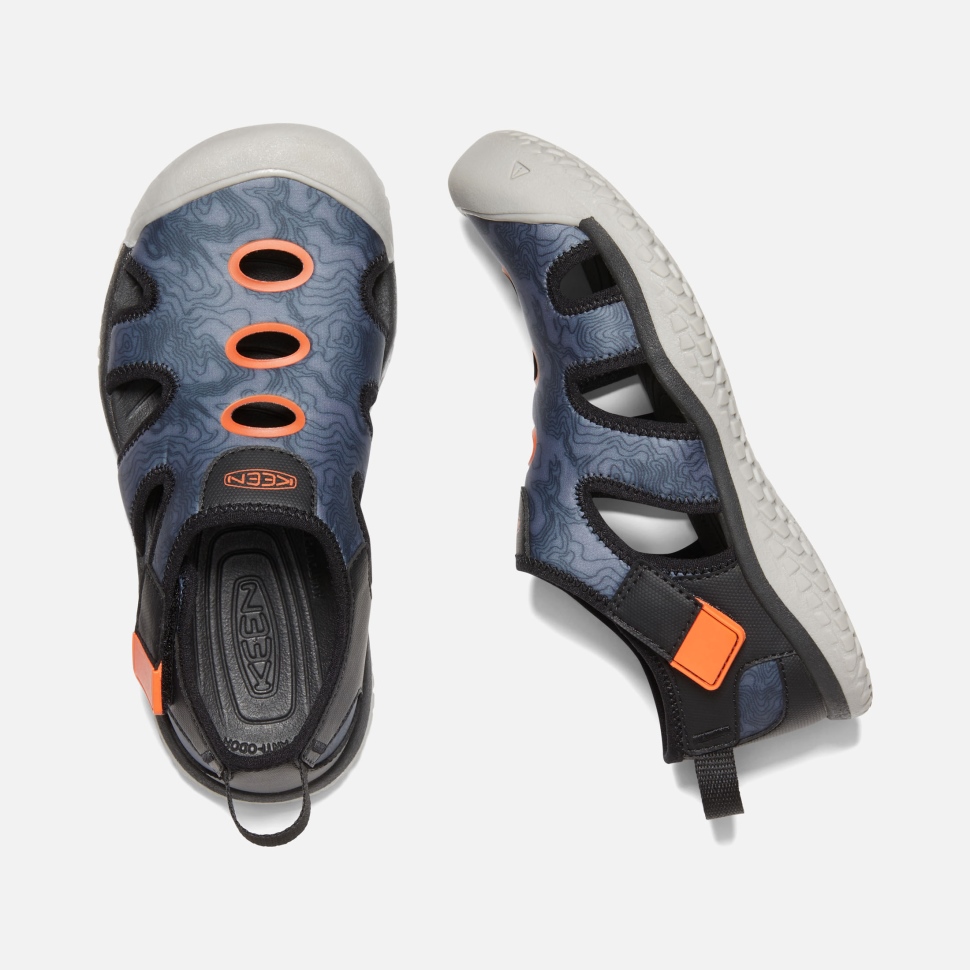 Black-Safety Orange Big Kids' Stingray Sandal Keen