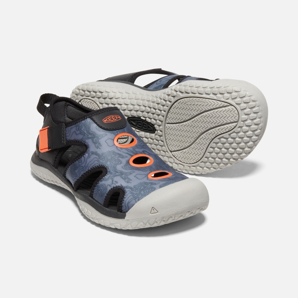 Black-Safety Orange Big Kids' Stingray Sandal Keen