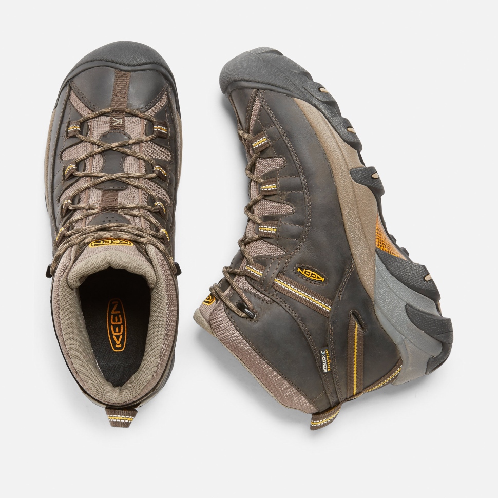 Black Olive-Yellow Men's Targhee II Mid Waterproof Hiking Boots Keen
