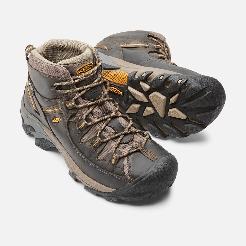 Black Olive-Yellow Men's Targhee II Mid Waterproof Hiking Boots Keen