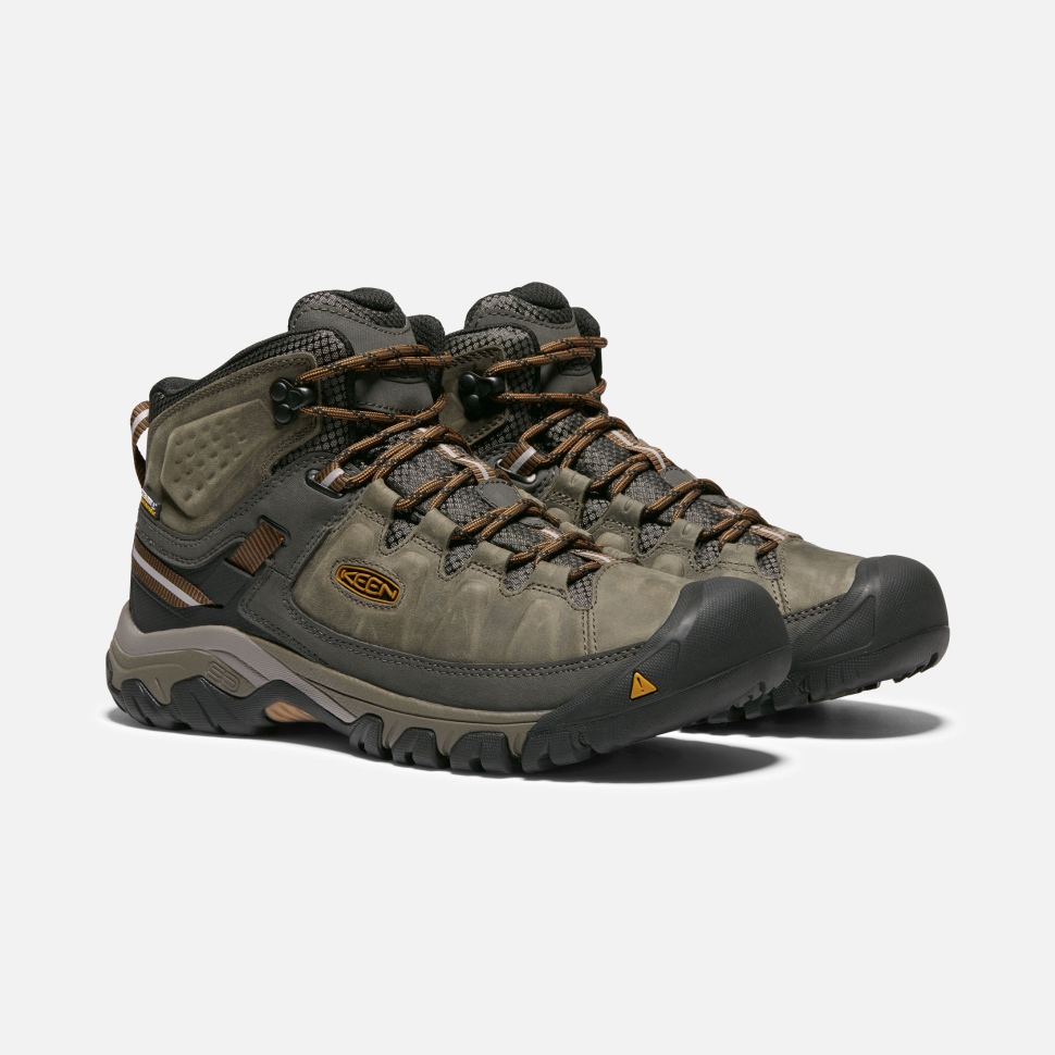 BLACK OLIVE-GOLDEN BROWN Keen Men's Targhee III Waterproof Mid Wide - Image 6